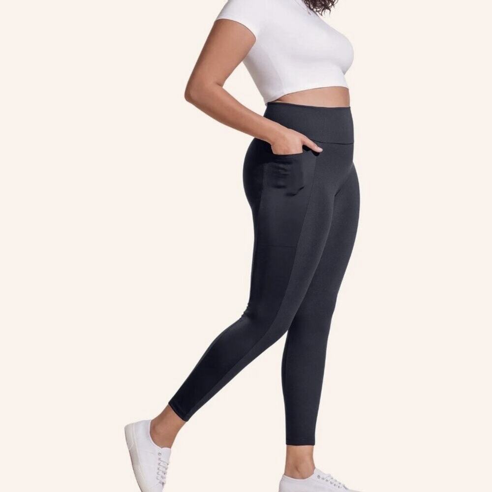 HONEYLOVE Leggings Womens XL Black High Waisted Tummy Control Thigh Pockets Yoga